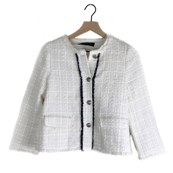 Zara Jackets & Blazers - Zara Woman Ivory Tweed Button Blazer